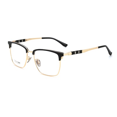 New myopia glasses men's pure titanium glasses frame with micro curvature, ultra light adaptive large face, retro business glasses frame