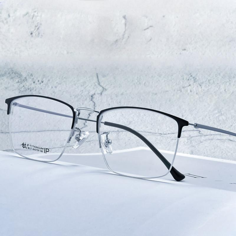 Pure titanium eyeglass frame for men's fashion, business, half frame, ultra light titanium myopia eyeglass frame